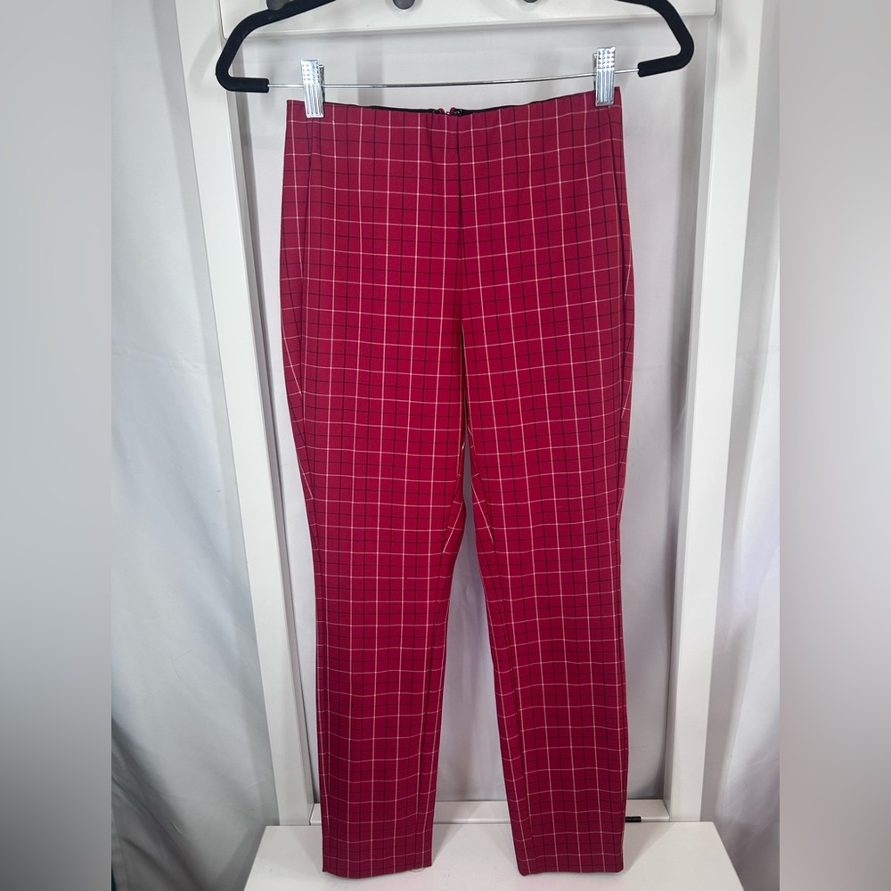 Rag & Bone Red plaid Simone highrise pants retro preppy fitted woman size 2